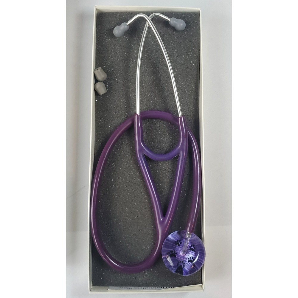 UltraScope Stethoscope Paw Print Head Purple - 2 Sets of Ear Pieces- Preowned